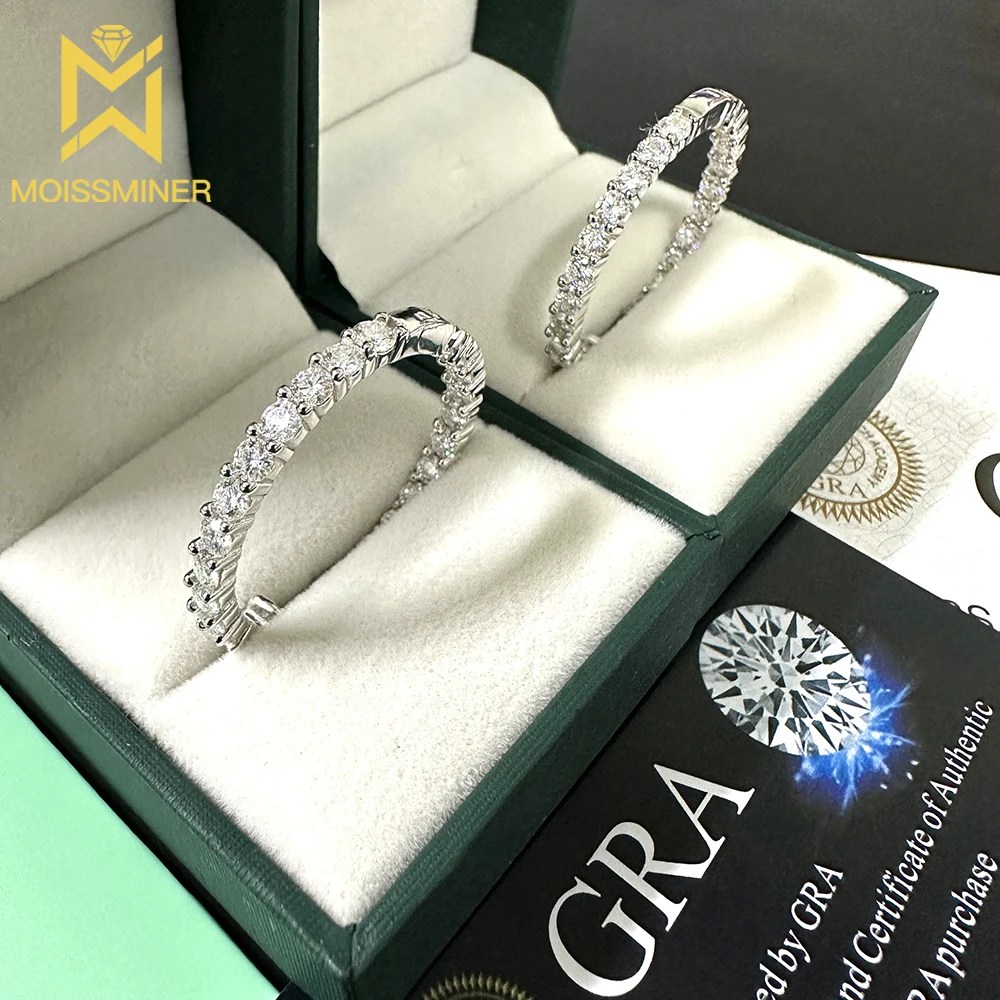 New In 30mm Round Brilliant Moissanite Earrings For Women S925 Silver Ear Studs Real Diamond Ear Jewelry Pass Tester With GRA