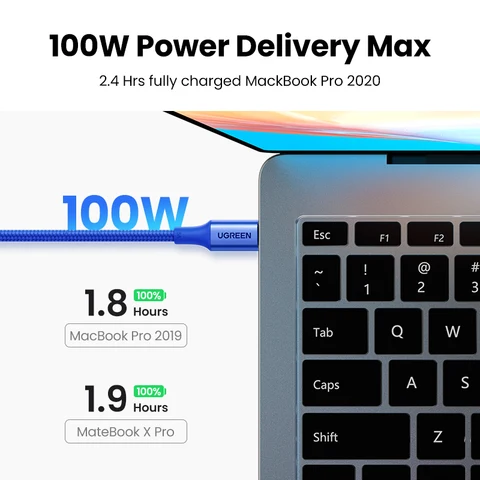 USB-кабель Ugreen 100 Вт Type C на Type C для MacBook Samsung PD100W, USB-кабель Type C для быстрой зарядки, шнур QC4.0 USB C