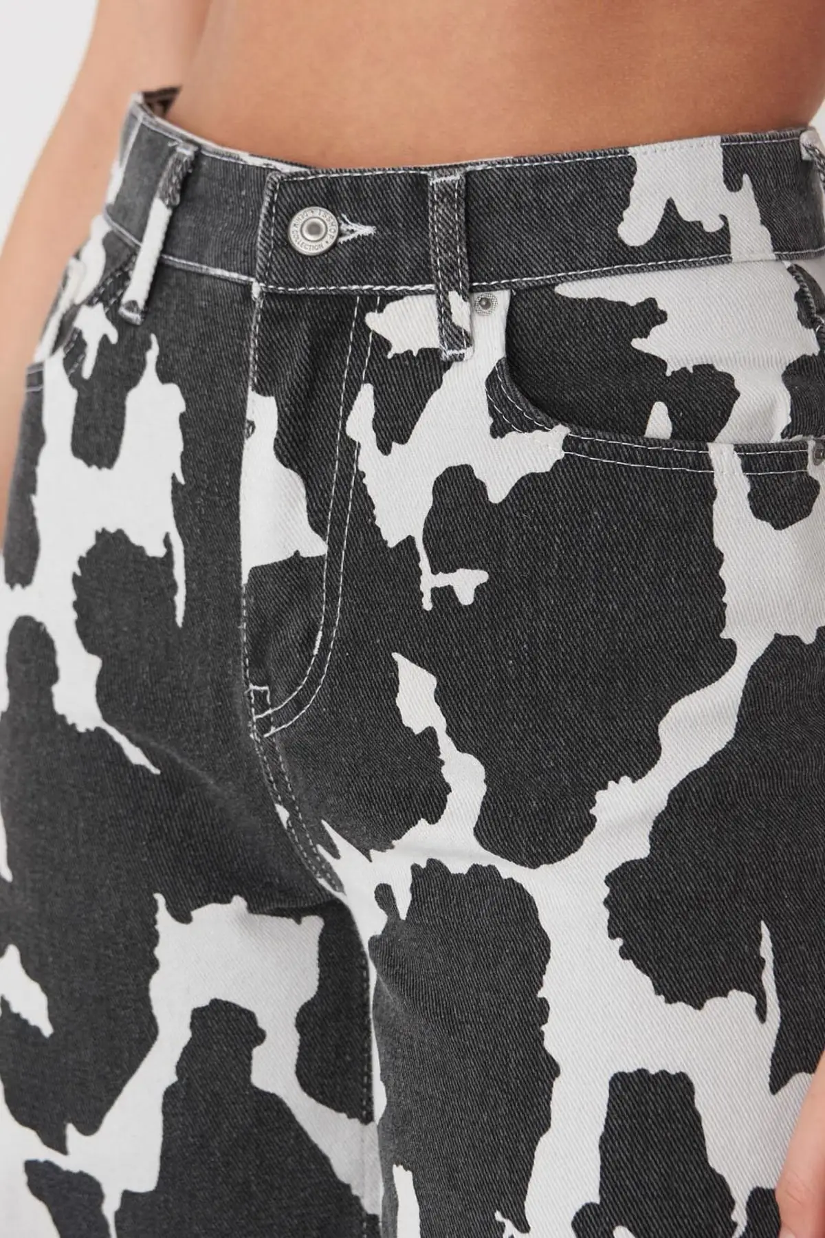 

Women Black and Cream Patterned Pants Women Jeans 2021