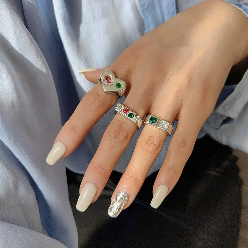 

MODOMA Love Stars Colorful Zircon Luxury Rings For Women 2022 Korea Fashion Wedding Jewelry Design Aesthetic 925 Silver Rings