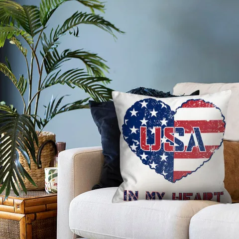 Наволочки на подушки 4 июля 18 х18, набор из 4 наволочек на День памяти, патриотические наволочки с флагом Америки и полосками
