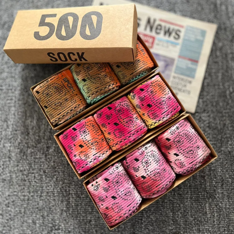 3 пары цветные хлопковые носки в подарочной коробке