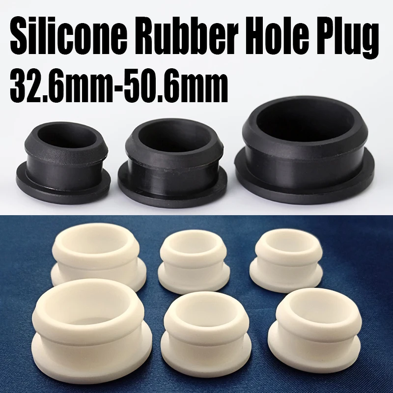 

1-5PC 32.6-50.6mm Black/White Silicone Rubber Cap Hole Plug Rubber Stopper Sealing Plug Snap-on Gasket Blanking End Seal Stopper