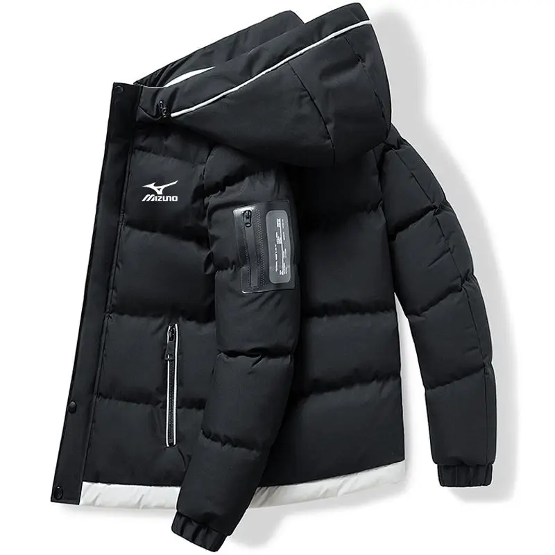 

2022 Winter Mizuno Men's Cotton Parka Fashion Casual Men's Windbreaker Outdoor Thickening Warm Work Jacket Men's Hooded Down Coa