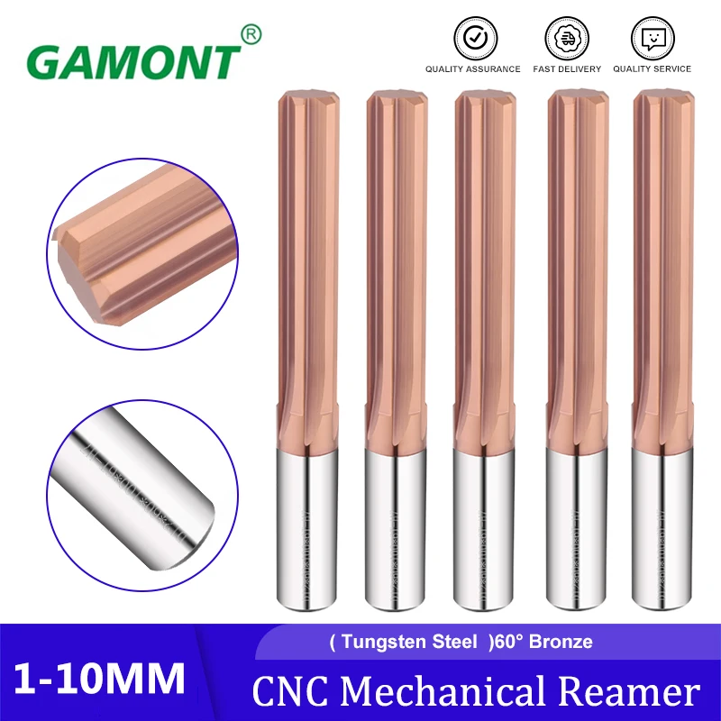

GAMONT Mechanical Workshop Tools 60° Bronze Nano Bronze Coated Tungsten Steel Straight Groove Reamer 11mm-25mm Carbide Reamer