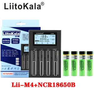 LiitoKala Lii-M4 5V LCD Detectable capacity charger with screen + 3.7V 18650 2500mah 3000mah 3400mah 3500mah 4000mah battery