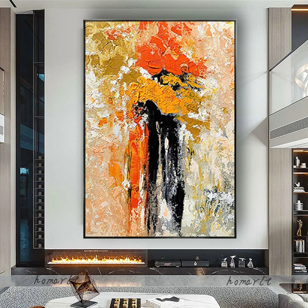 Ручная роспись современные картины маслом оранжевого цвета на холсте настенное