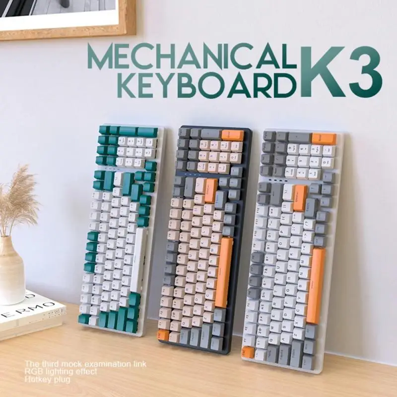 

RYRA USB Wired Mechanical Keyboard Two Color Splicing Key Cap Free Switching Color Backlight Ergonomic Game Keyboard
