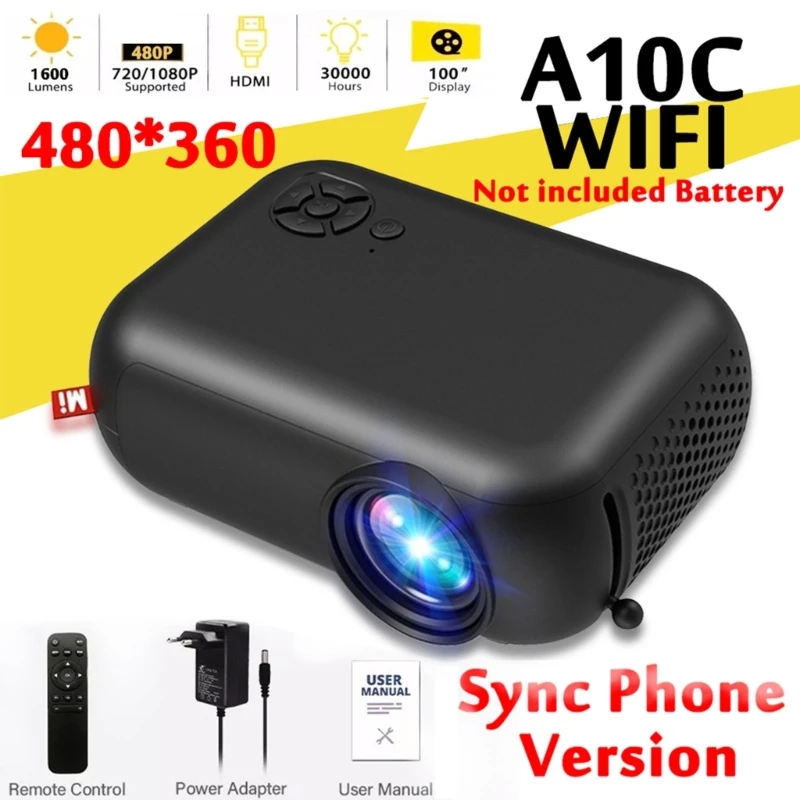 

WIFI Projector A10 LED Projector Support 1080P Outdoor 2.4G Wireless Portable Multimedia Video Player Built-in Speaker F19E