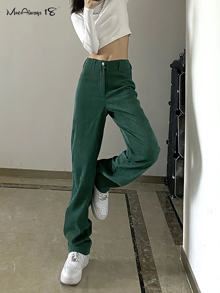 

Mnealways18 вельветовые винтажные зеленые брюки женские прямые брюки с карманами женские длинные брюки зимние женские брюки палаццо