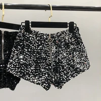 he new 2022 sparkling sequins shorts women short zipper nightclub woman slim fit for silver and black sexy shorts