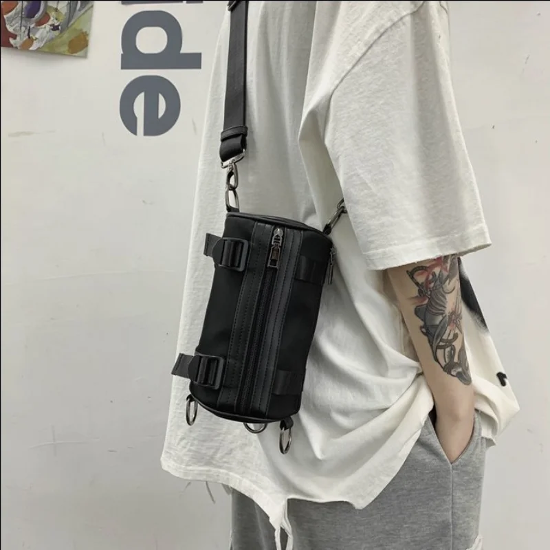 Women's Leisure Tide Brand Multi-functional One-shoulder Cylinder Bag Men's Fashion Japanese Crossbody Retro Fashion Travel Bags