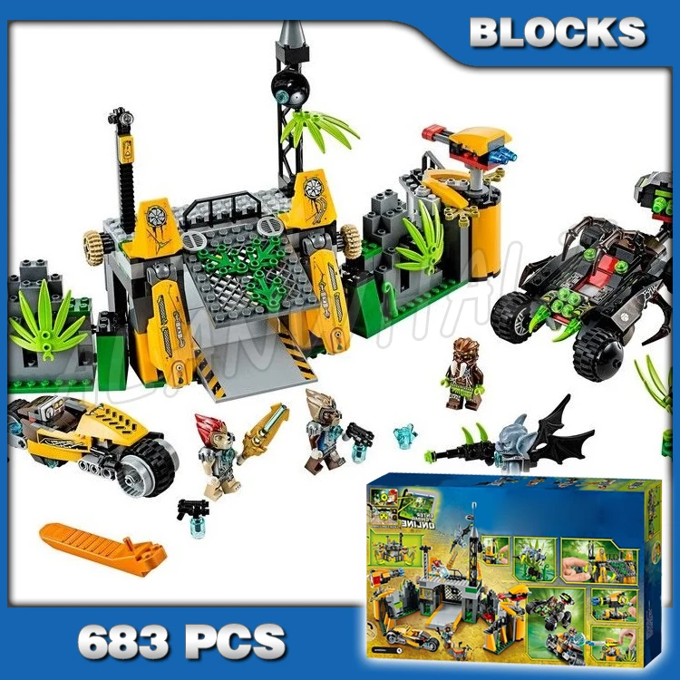 

683pcs Chima Lavertus' Outland Base Workshop Lion Spider Vehicle Trap Plant 10079 Building Block Sets Compatible With Model