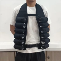 beer drinking vest breathable multi pockets insert buckle oxford cloth beer storage vest for outdoor