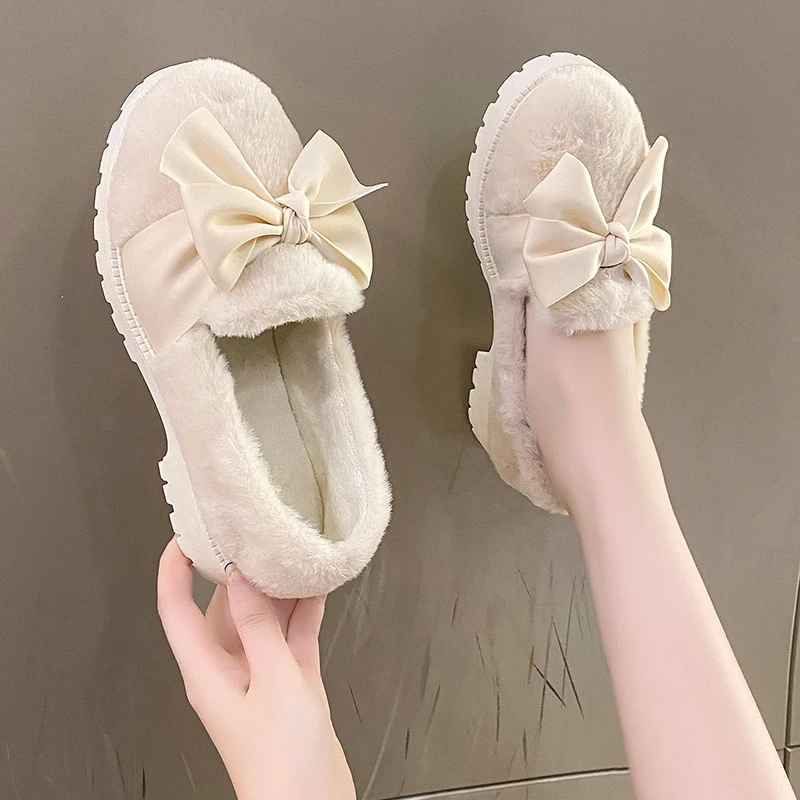 Slip On Shoes For Women Clogs Platform Round Toe Casual Female Sneakers Loafers Fur Autumn Slip-on Winter Creepers Moccasin New