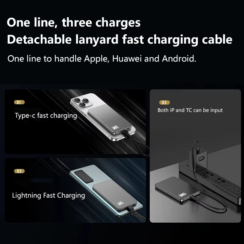 Фото ROMOSS 500000 мАч портативный магнитный беспроводной PowerBank сертификация CCC PD22.5W быстрая зарядка внешний аккумулятор 3C для Magsafe №5