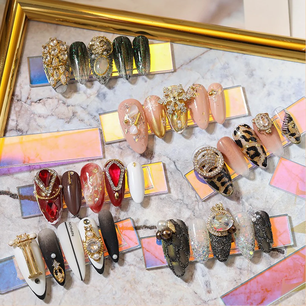 

10Pcs Fake Nail Tips Nail Art Display Stand Nail Polish Showing Tools Color Glitter Acrylic Gel Holder 3m Tape Manicure Sets