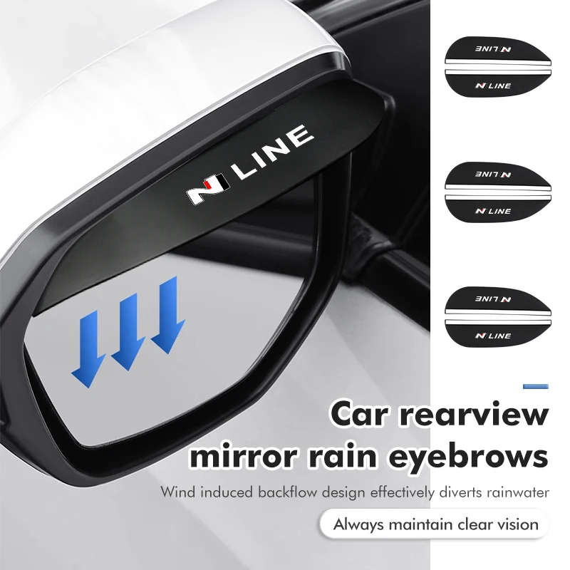 2pcs Car Rearview Mirror Rain Eyebrow Sun Visor Shade Cover For Hyundai N Nline Tucson Kona Sonata Veloster i20 i30