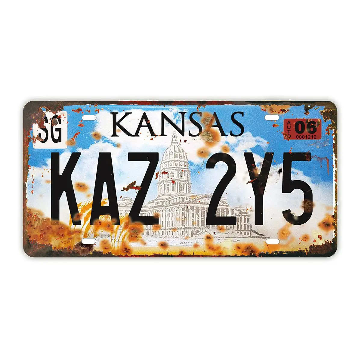 

Retro Embossed License Plate | Supernatural | Metal Number Tag, Movie Prop Vanity Plate, 12x6 inch (Kansas - Kaz 2Y5)