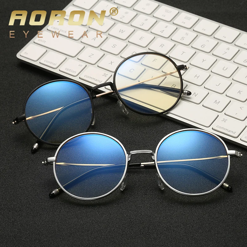 

Round Flat Lens, Aluminum Magnesium Eyeglass Frame, Men's and Women's Decorative Frame, Goggles Can Be Matched with Myopia