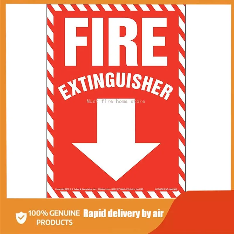 

Fire Extinguisher Sign with Vertical Red & White Down Arrow x Flexible Permanent Metal Sign with Rounded Corners for Light-Duty