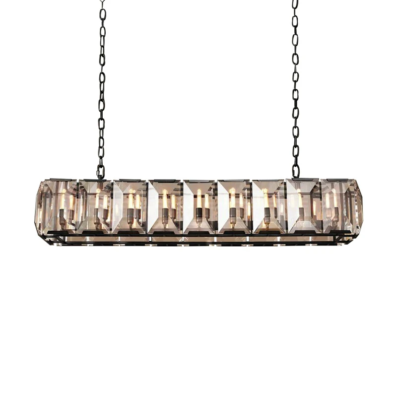 

Led Art Chandelier Pendant Lamp Lights Room Decor Vintage American Black Crystal Designer Lustre Hanging For Dinning decoration