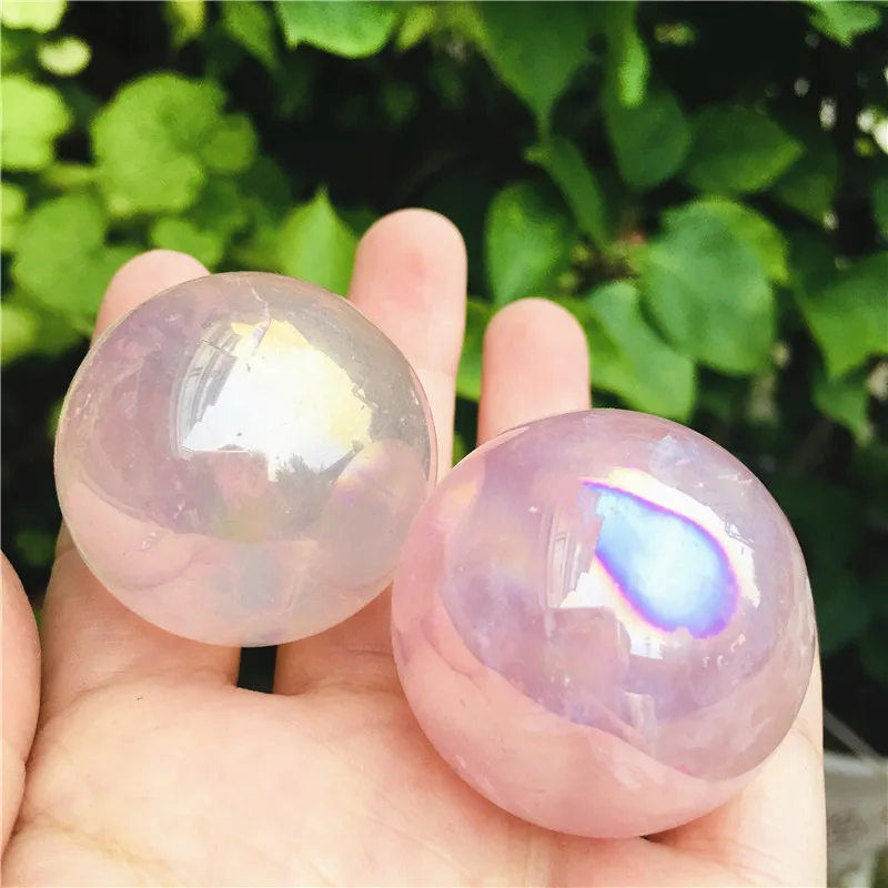 

30MM Natural water pink electroplated stone ball home decoration + base