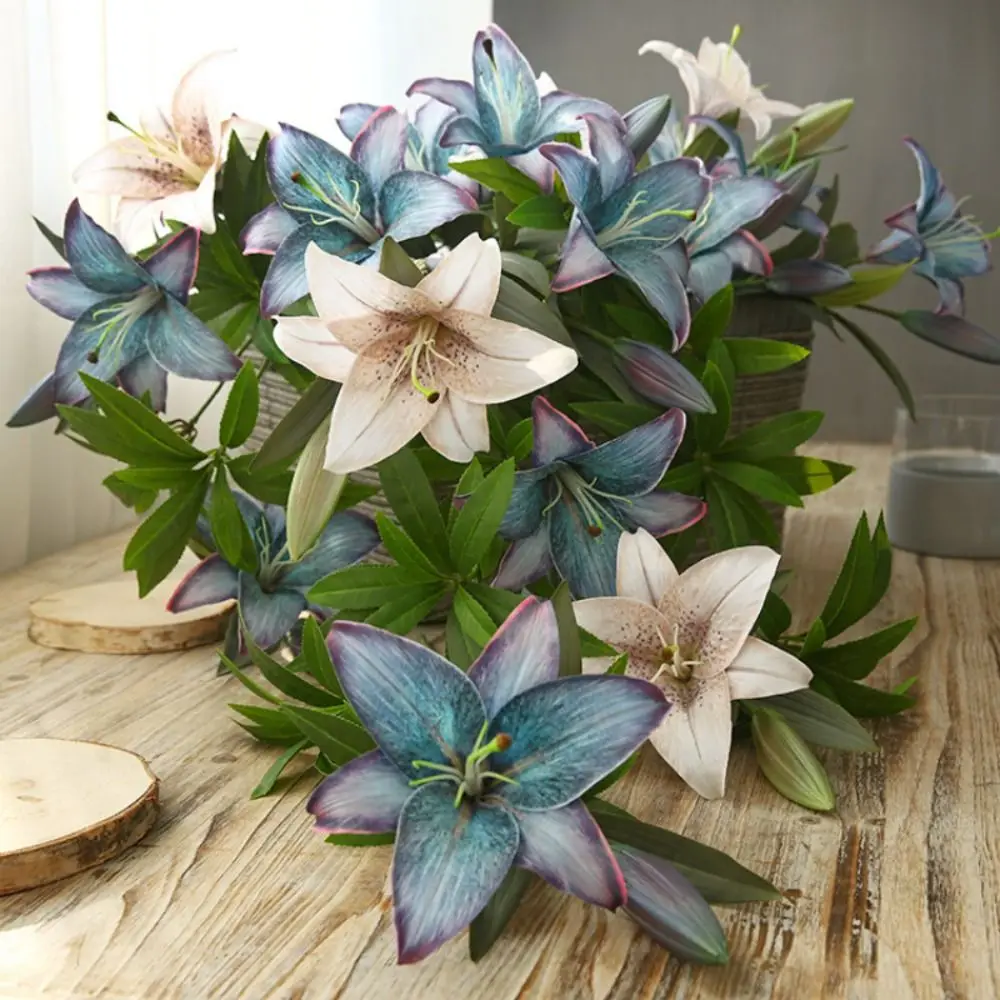 

53cm Artificial Lilies Flower Retro Romantic Nordic Simple Wedding Home Decoration Living Room Table Decoration