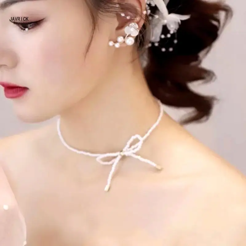 Шикарная цепочка на шею с бантом изысканное ожерелье-цепочка замком нежные