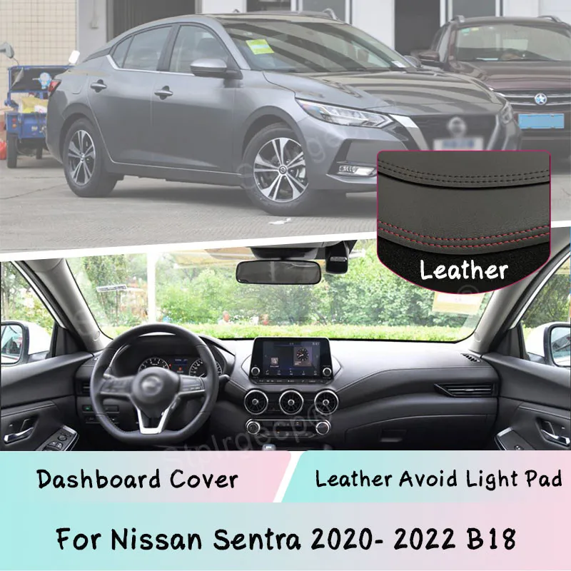 

Кожаный коврик для Nissan Sentra 2020-2022 B18, коврик для приборной панели с защитой от света, Солнцезащитный коврик, Защитная панель, автомобильные аксессуары