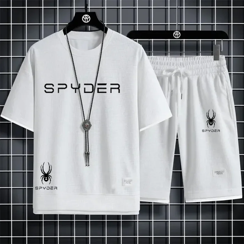 Корейский мужской спортивный костюм футболки с коротким рукавом и спортивные