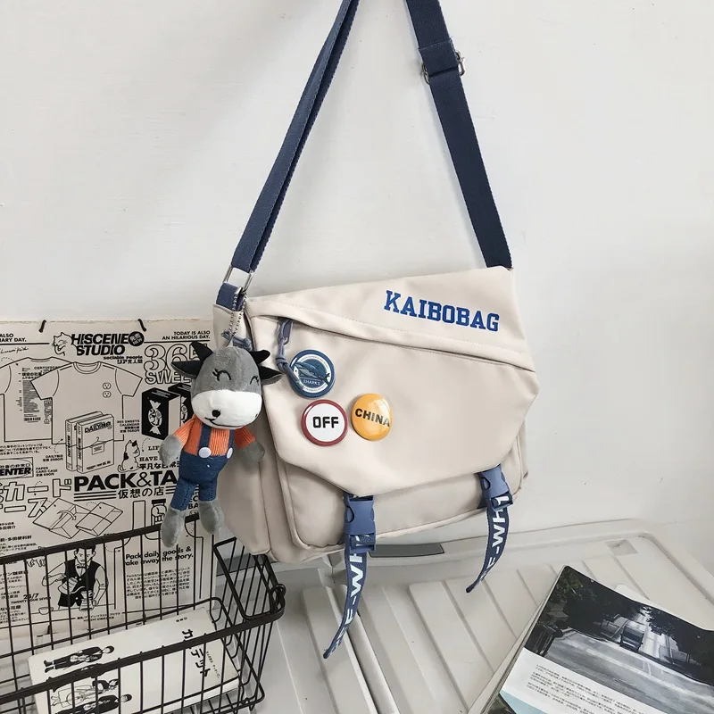 Men and Women Couple Bag Messenger Bag Student Bag Trendy Waterproof Nylon Messenger Bag Casual Shoulder Bag Backpack