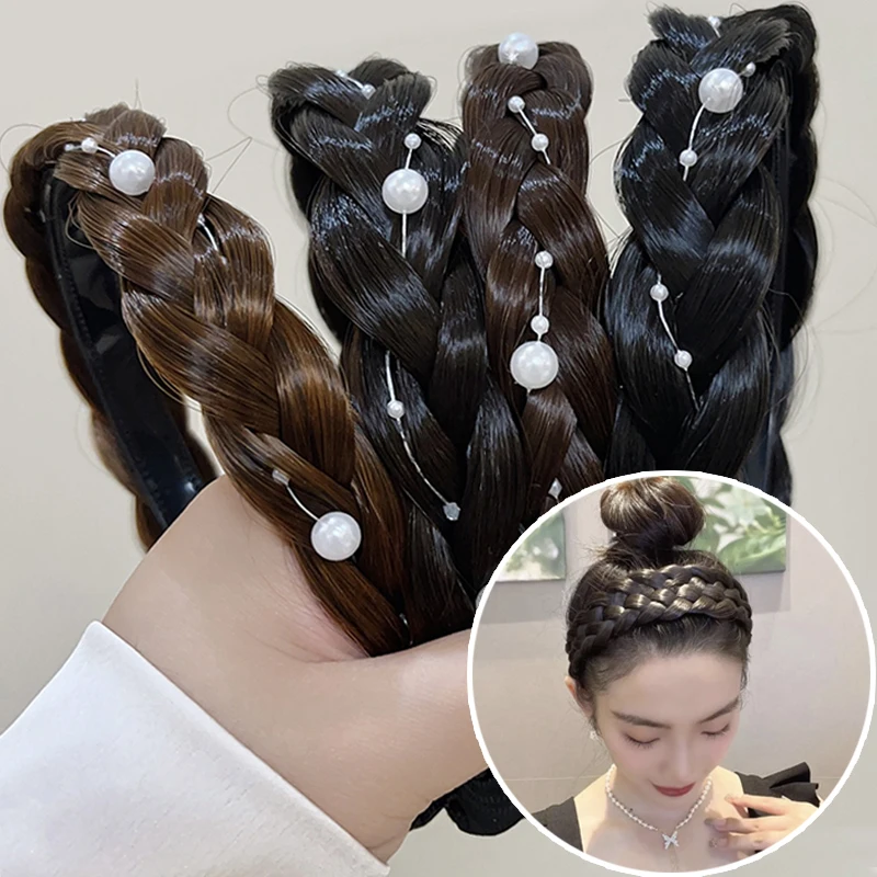 Женский синтетический парик плетеные повязки для волос модные косички