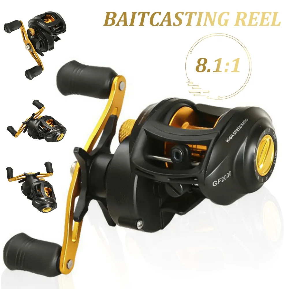 

Baitcasting Reel For Bass Saltwater Fresh Reel Max Drag 8kg For Fishing Reel 8.1:1 Ratio Magnetic Brake System Accessories