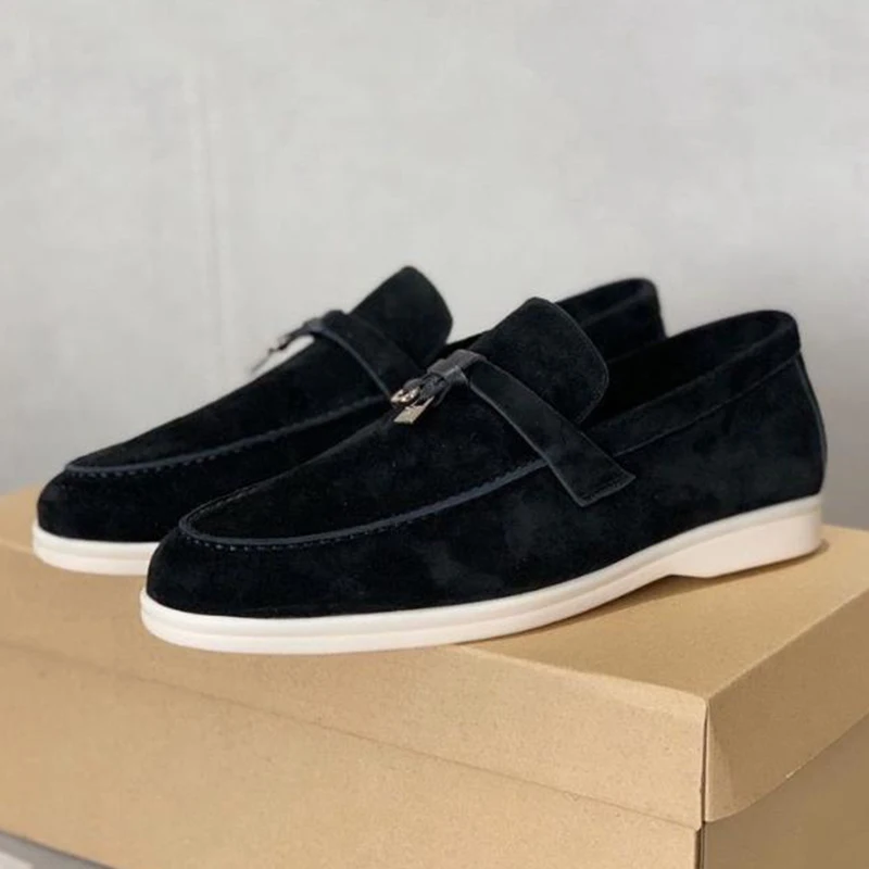 Women Soft Sole Flat Shoes High-quality 2023 Spring Autumn New Cashmere Upper Classic Ladies Comfortable LP Loafers