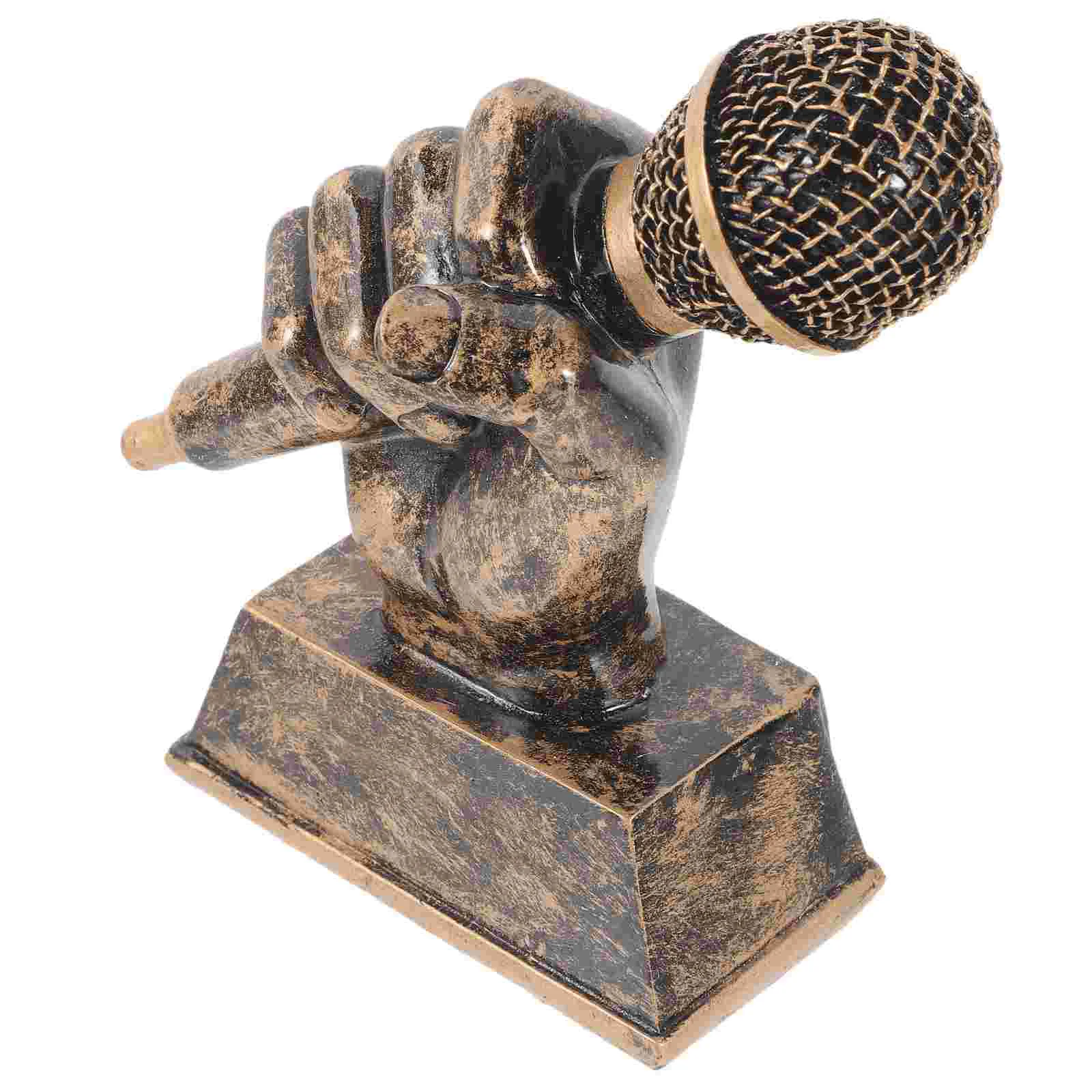 

Music Trophy Sculpture Decor Participation Singing Mini Microphone Resin Award Trophies Student Awards