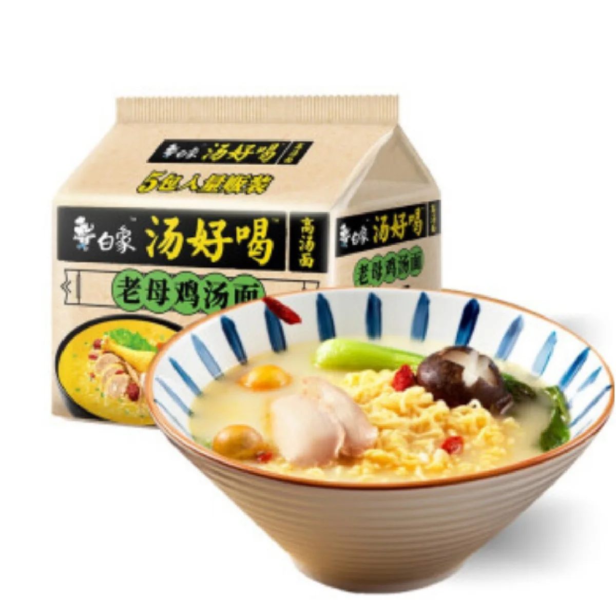 

5bags Instant Noodles Chinese Delicious Food Old Mother Chicken Soup and Pig Bone Soup Snacks