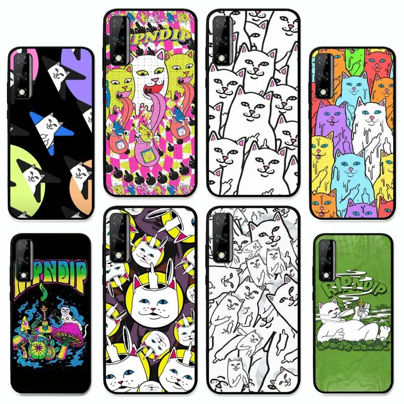 

Middle cute fingers cat-RIPNDIPS Phone Case for Huawei Y9 Y7 Prime Y9s Y8s Y8p Y6p Y6 Y5 Mate 50 20 Lite 10 Pro Cover