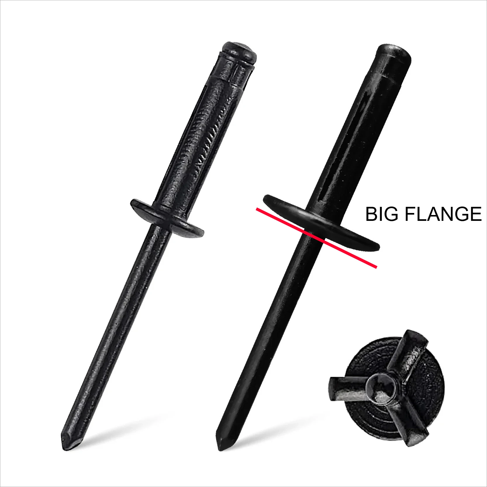 

Черные алюминиевые трехскладные заклепки 50 шт.