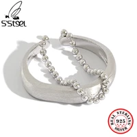 ssteel 925 pure silver round beads resizable ring gifts for women aesthetic cute trend engagement accessories fine jewellery