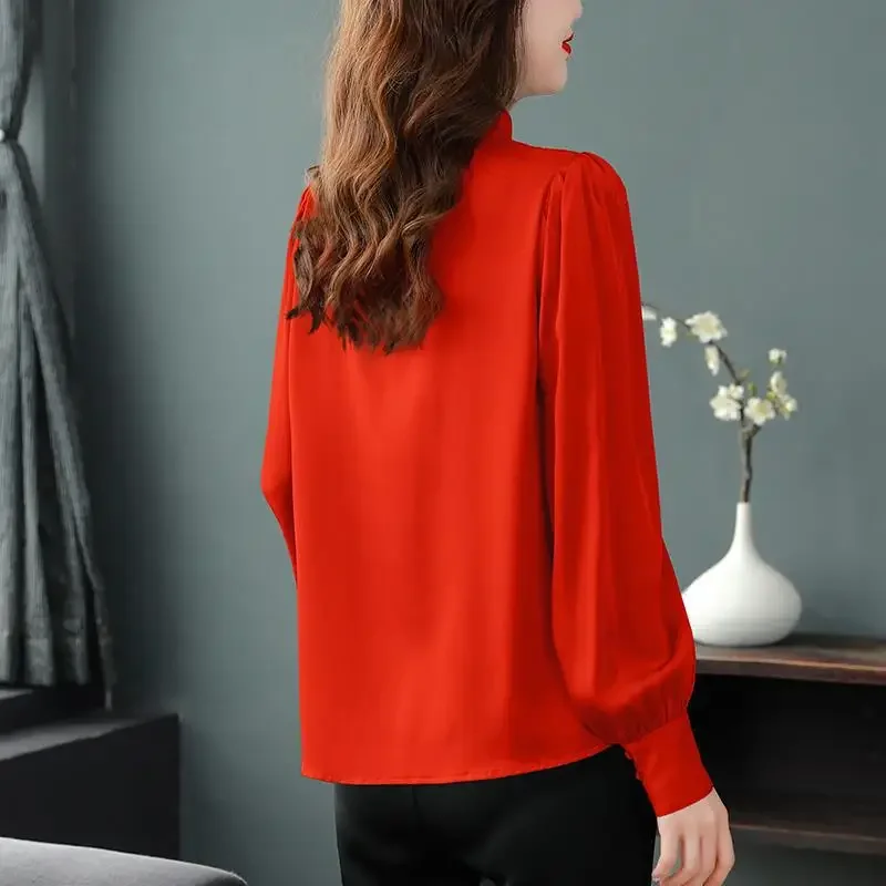 Винтажная зеленая рубашка с длинными рукавами и воротником-стойкой на талии