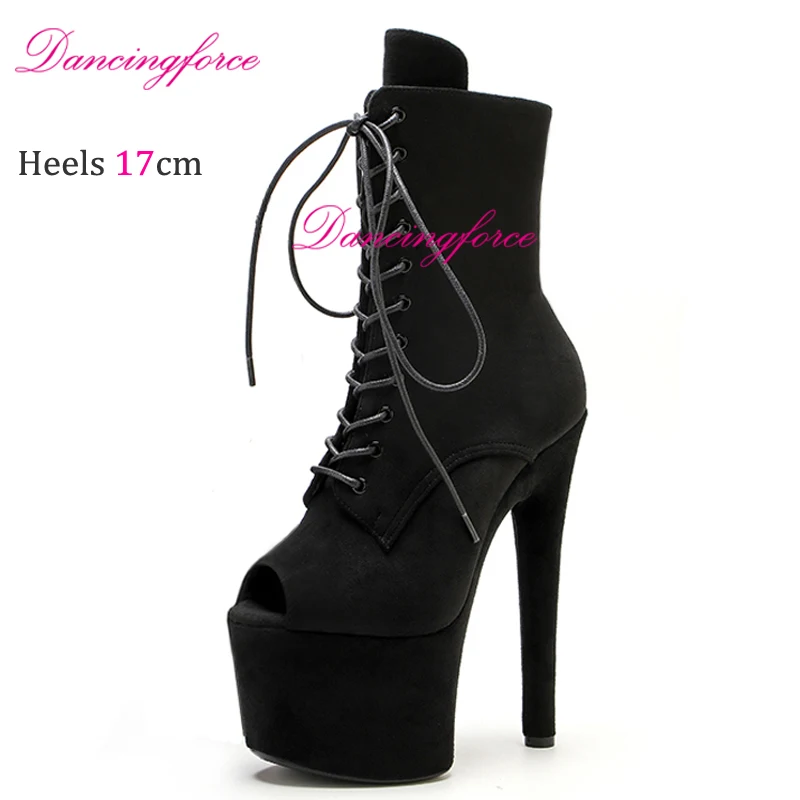 17 см пикантные черные замшевые туфли для стриптиза на пилоне женские