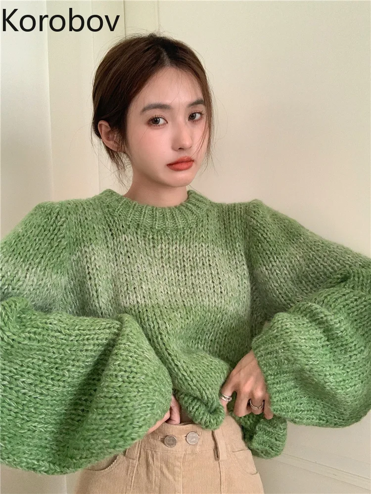 Модные мягкие вязаные топы в Корейском стиле простой пуловер контрастных цветов