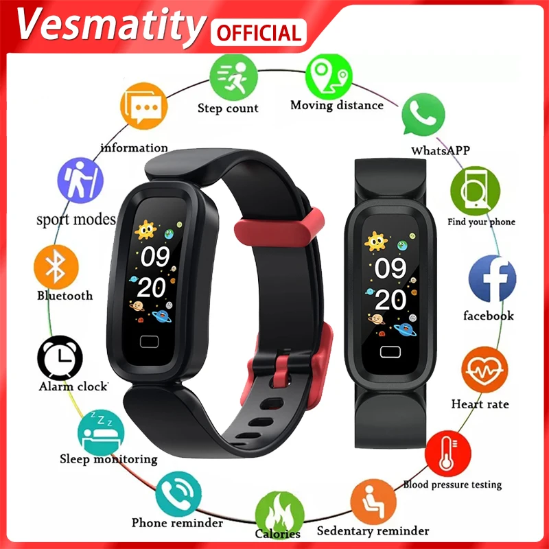 

Новинка 2022, Лидер продаж, детский смарт-браслет S90 с будильником, обучающий браслет с пульсометром и мониторингом сна, Bluetooth