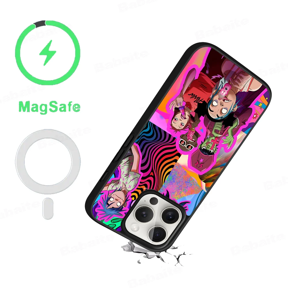 Чехол для телефона Band G-Gorillaz магнитный чехол iPhone 16 14 13 12 11 15 Pro Max Plus беспроводной