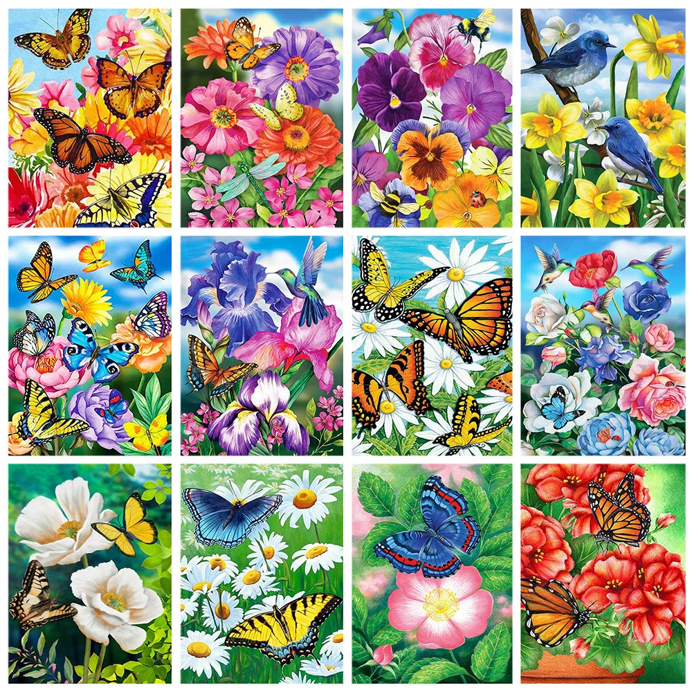 

Miaodu DIY Diamond Mosaic Daisy Cross Stitch Diamond Painting Rose Flower Full Round Drill Embroidery Butterfly Handmade Gift