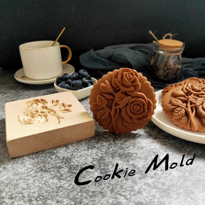 

Wooden Cookie Mold Cutter Gingerbread Moulds Press 3D Cake Embossing Baking Household Mould Christmas Biscuit Gadget Supplies