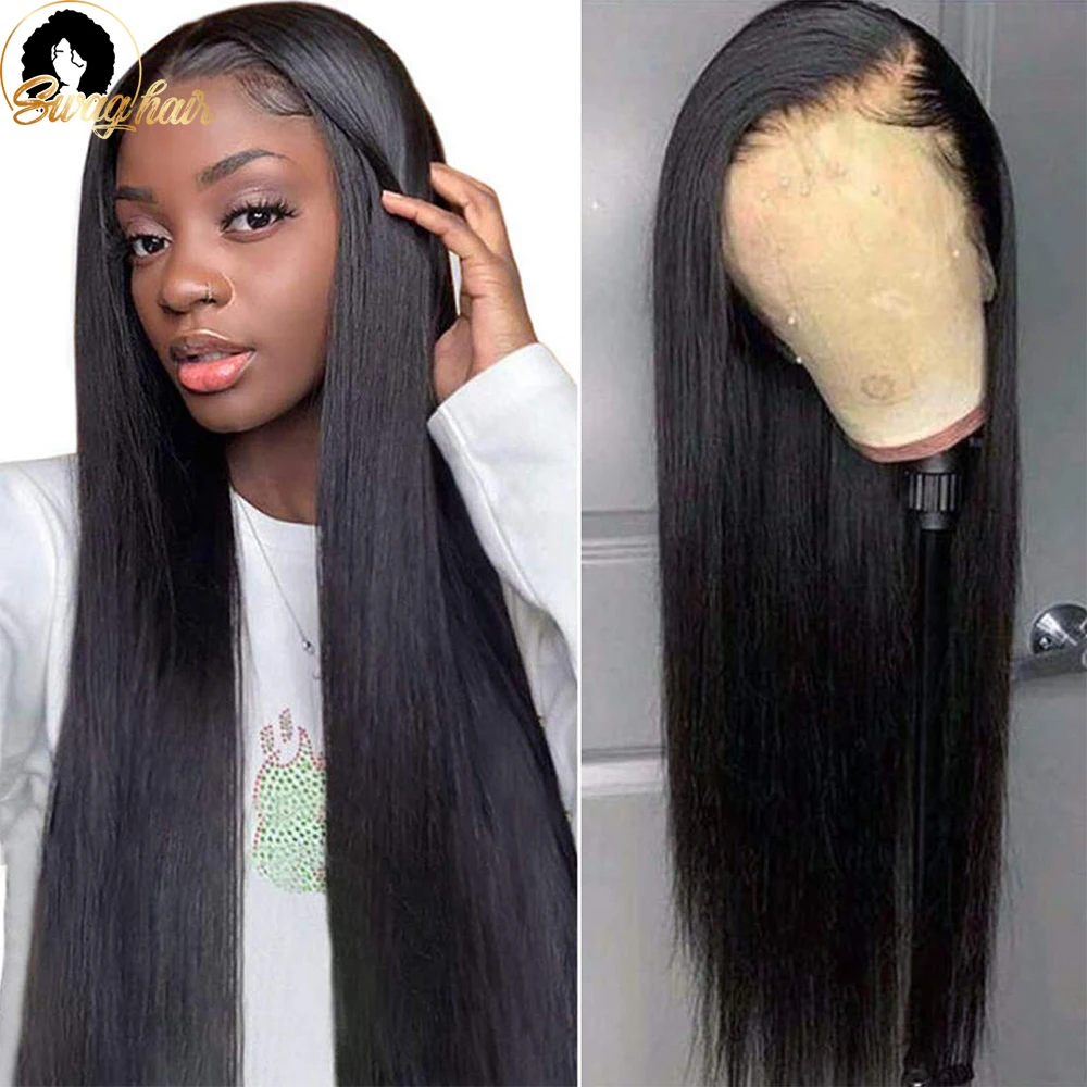 Swag Hair Straight Human Wigs With 4X4 Lace Closure Wig 180% Density 100% Peruvian Human Remy Hair Natural Color Free Shipping