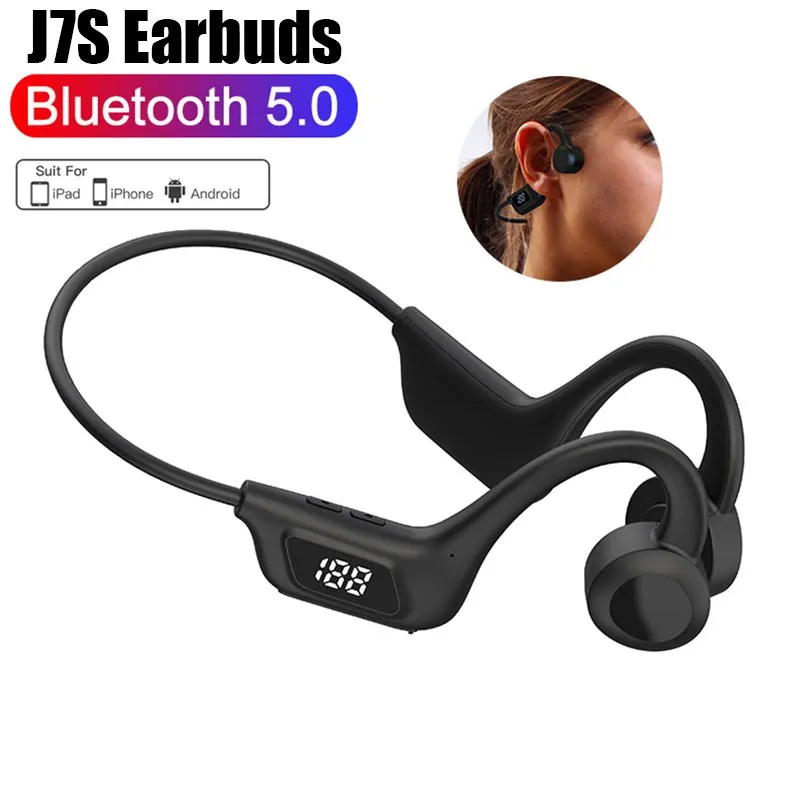 

JS7 Bone Conduction Wireless Bluetooth Headset LED Display Earbuds Ear Hook Air Pro Fone Bluetooth Earphones Wireless Headphones