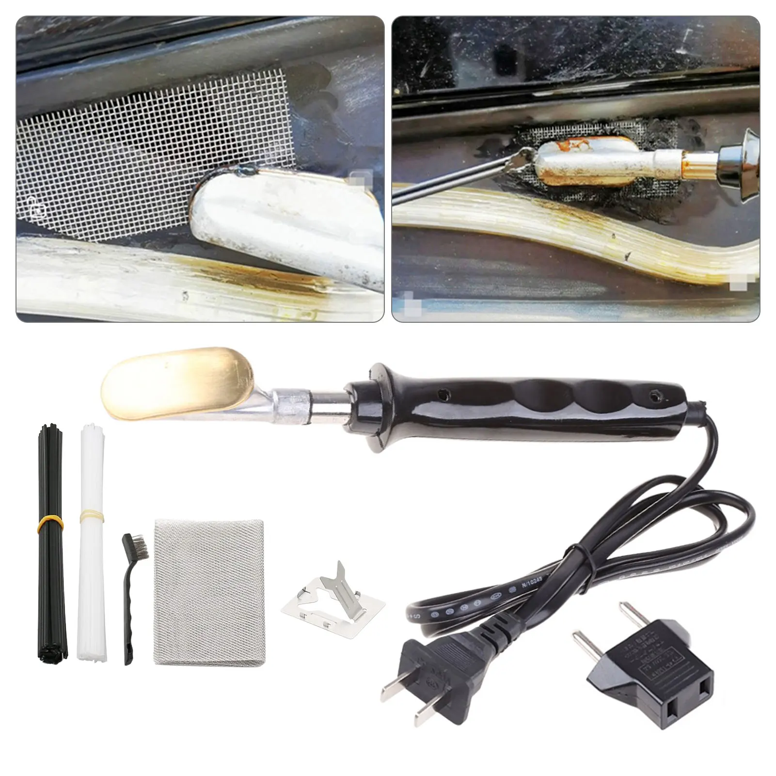

US/EU Plug Car Bumper Repair Kit Electric Soldering Iron Plastics Handle 60W/220V Plastics Crack Repair Spatula Smoothing Tool